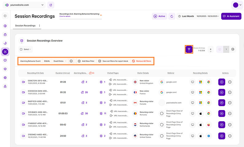 Analyzing Alarming Behavior Events with Session Recordings Analyzing Alarming Behavior Events with Session Recordings