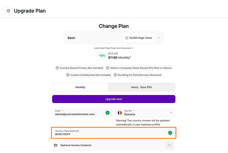Aplicarea codului dvs. de voucher Aplicarea codului dvs. de voucher