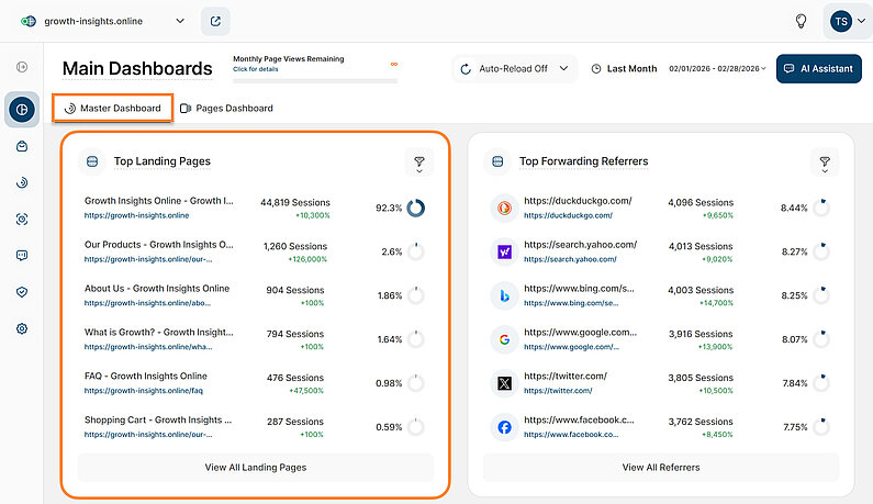 Overview of the Top Landing Pages