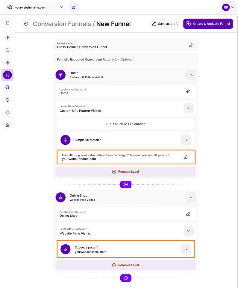 Cross-Domain Conversion Funnel Creation Cross-Domain Conversion Funnel Creation