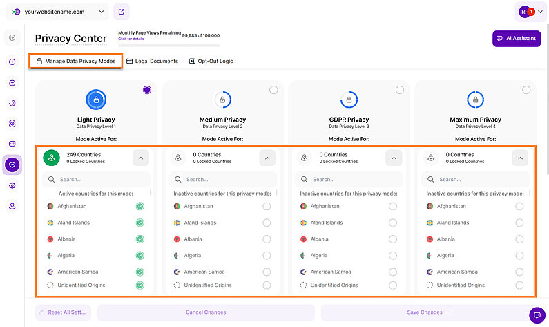 Customize Your Privacy Preferences by Country Customize Your Privacy Preferences by Country