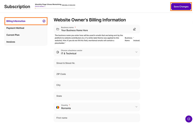 Actualizarea informațiilor de facturare Actualizarea informațiilor de facturare