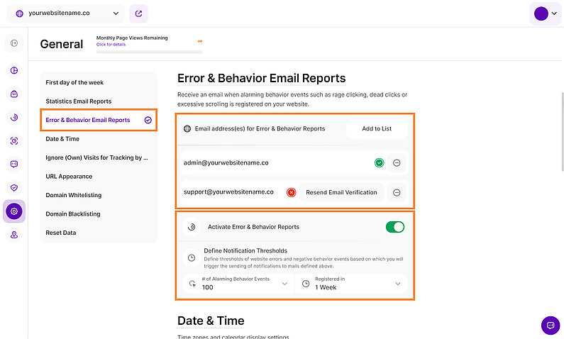 Manage Your Error & Behavior Email Reports Manage Your Error & Behavior Email Reports